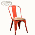 wholesale cheap Alibaba furniture industrial black metal dining chair antique bar chair with wood on the top